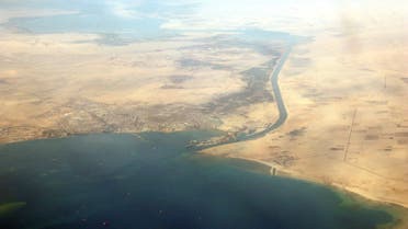 An airial view taken 31 December 2007 shows the southern entrance of Egypt's Suez Canal. Transit fees for ships using Egypt's Suez Canal will increase in 2008 by an average of 7.1 percent, the canal authority said on 31 December. AFP PHOTO/JACK GUEZ (Photo by JACK GUEZ / AFP)
