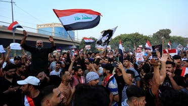 Iraqi demonstrators gather during an anti-government protest in Baghdad, Iraq September 2, 2022. (Reuters)