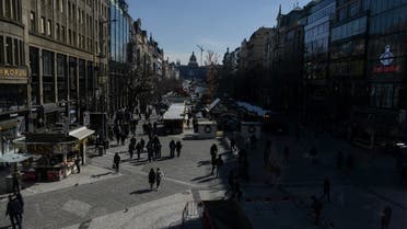 A general view shows people walking in the pedestrian zone at Wenceslas Square in Prague on March 20, 2018. (AFP)