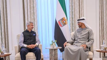 UAE President Sheikh Mohamed bin Zayed in a meeting with Indian Foreign Minister Dr S. Jaishankar at al-Shati Palace.  (WAM)