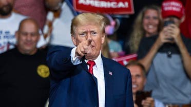 Former US President Donald Trump speaks during a campaign rally in support of Doug Mastriano for Governor of Pennsylvania and Mehmet Oz for US Senate at Mohegan Sun Arena in Wilkes-Barre, Pennsylvania on September 3, 2022. (AFP)