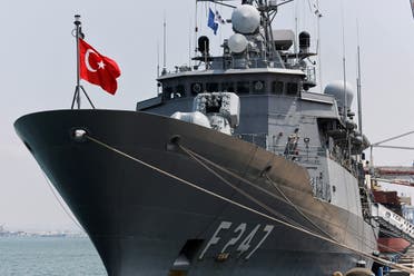 A Turkish naval frigate is seen berthed at the Haifa Port, in Haifa, Israel, September 4, 2022. (Reuters)