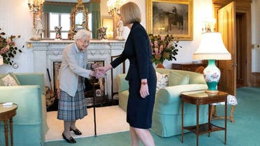 Queen Elizabeth welcomes Liz Truss during an audience where she invited the newly elected leader of the Conservative party to become prime minister and form a new government, at Balmoral Castle, Scotland, Britain, on September 6, 2022. (Reuters)