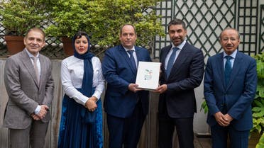 Saudi Arabia’s delegation, led by the CEO of Royal Commission for Riyadh City Fahd al-Rasheed, presented the dossier to the Secretary General of Bureau International des Expositions (BIE) Dimitri Kerkentzes in the French capital Paris, in a bid to host the World Expo 2030. (Twitter)
