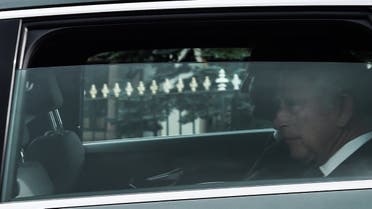 Britain’s King Charles III is driven away from Balmoral Castle in Ballater, on September 9, 2022, a day after Queen Elizabeth II died at the age of 96. (AFP)