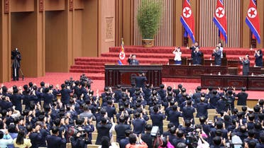 North Korea's leader Kim Jong Un acknowledges the applause of deputies in the Supreme People's Assembly, North Korea's parliament, which passed a law officially enshrining its nuclear weapons policies, in Pyongyang, North Korea, September 8, 2022 in this photo released by North Korea's Korean Central News Agency (KCNA). (Reuters)