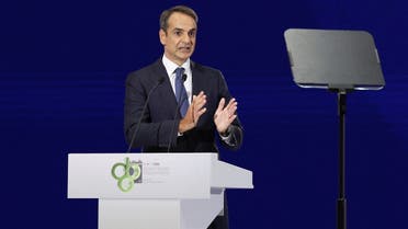 Greek Prime Minister Kyriakos Mitsotakis speaks during a news conference at the annual International Trade Fair of Thessaloniki, Greece, on September 10, 2022. (Reuters)
