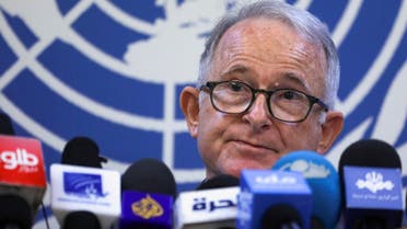 Special Rapporteur on the situation of human rights in Afghanistan, Richard Bennett, attends a news conference in Kabul, Afghanistan, on May 26, 2022. (Reuters)