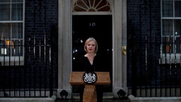British Prime Minister Liz Truss delivers a speech outside 10 Downing Street on September 8, 2022, after Queen Elizabeth died aged 96. (Reuters)