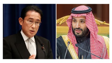 Saudi Arabia’s Crown Prince Mohammed bin Salman and Japanese Prime Minister Fumio Kishida in this combination image. (File photo)