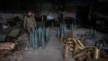 A Ukrainian service member checks Russia artillery shells captured during a counteroffensive operation, amid Russia's attack on Ukraine, near the town of Izium in Kharkiv region, Ukraine September 14, 2022. Iryna Rybakova/Press Service of the 93rd Independent Kholodnyi Yar Mechanized Brigade of the Ukrainian Armed Forces/Handout via REUTERS ATTENTION EDITORS - THIS IMAGE HAS BEEN SUPPLIED BY A THIRD PARTY.
