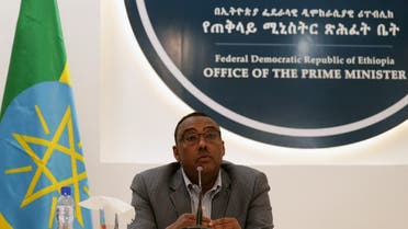 Deputy Prime Minister of Ethiopia Demeke Mekonnen, gives a press briefing on the current situation of the country at the Prime Minister office in Addis Ababa, Ethiopia November 4, 2020. (Reuters)