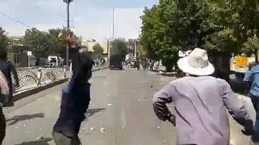 Protestors clash with security forces in western Iran over the death of a young woman in police custody last week. (Screengrab)