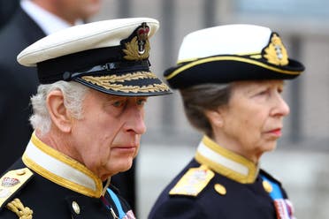 Britain's King Charles and Britain's Anne, Princess Royal attend the state funeral and burial of Britain's Queen Elizabeth, in London, Britain, September 19, 2022. (AFP)
