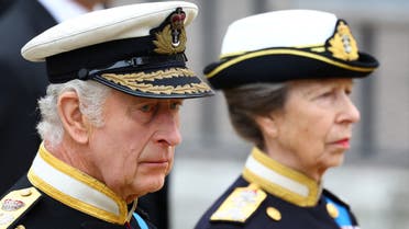 Britain's King Charles and Britain's Anne, Princess Royal attend the state funeral and burial of Britain's Queen Elizabeth, in London, Britain, September 19, 2022. (AFP)