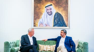 Israeli Defense Minister Benny Gantz meets with the UAE's Foreign Minister Sheikh Abdullah bin Zayed. (WAM)