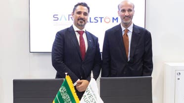 Khaled Al Harbi, Senior Vice President Operations at SAR, Kingdom of Saudi Arabia, and Mohamed Khalil, Managing Director of Alstom Saudi Arabia, after signing the memorandum of undertanding. (Supplied)