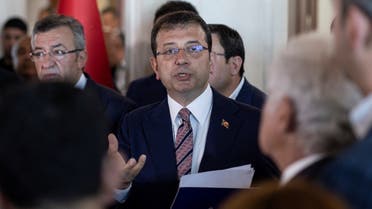 File photo of Istanbul Mayor Ekrem Imamoglu addressing the media  after a Turkish court adjourned a case against him,  an opposition figure who opinion polls suggest would be a strong possible  challenger to Turkish President Tayyip Erdogan in upcoming national  elections in Istanbul, Turkey. (Reuters)