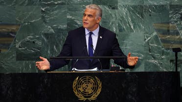 Prime Minister of Israel Yair Lapid addresses the 77th Session of the United Nations General Assembly at U.N. Headquarters in New York City, U.S., September 22, 2022. (Reuters)