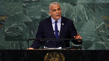 Prime Minister of Israel Yair Lapid addresses the 77th Session of the United Nations General Assembly at U.N. Headquarters in New York City, U.S., September 22, 2022. REUTERS/Mike Segar
