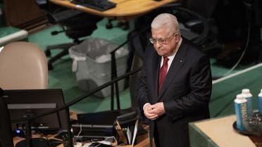 Palestinian President Mahmoud Abbas makes his way to address the 77th session of the United Nations General Assembly at UN headquarters in New York on September 23, 2022. (AFP)