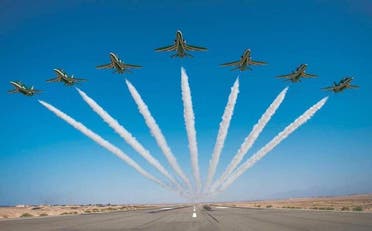 The air shows form part of a wealth of activities to mark Saudi Arabia's 92nd National Day. (Supplied: Twitter)