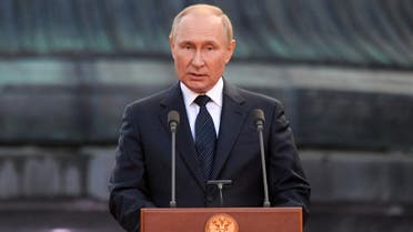 Russian President Vladimir Putin delivers a speech during an event marking the 1160th anniversary of Russian statehood in the city of Veliky Novgorod, Russia, September 21, 2022. Sputnik/Ilya Pitalev/Pool via REUTERS ATTENTION EDITORS - THIS IMAGE WAS PROVIDED BY A THIRD PARTY.