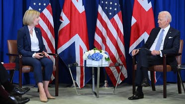 US President Joe Biden meets with British Prime Minister Liz Truss on the sidelines of the 77th session of the United Nations General Assembly at the UN headquarters in New York City on September 21, 2022. (AFP)