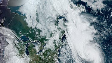 Hurricane Fiona advances towards Canada's Maritimes provinces in a composite image from the National Oceanic and Atmospheric Administration (NOAA) GOES-East weather satellite September 23, 2022. (Reuters)