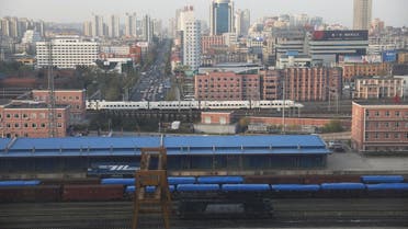 Freight cars are seen at a train station in Dandong, Liaoning province, China April 21, 2021. (Reuters)