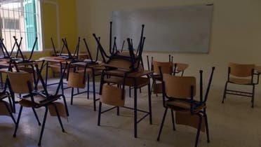 An empty classroom at a closed public school in Lebanon, September 19, 2022. (Reuters)