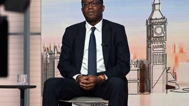 British Chancellor of the Exchequer Kwasi Kwarteng attends an interview with Laura Kuenssberg from the Labour Party Conference in Liverpool, in the London studio, Britain September 25, 2022. (Reuters)