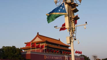 National flags of Solomon Islands and China flutter at the Tiananmen Square in Beijing, China October 7, 2019. (File photo: Reuters) 