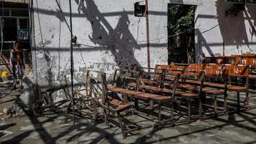 A general view of the damaged hall pictured at the site of a suicide bomb attack in the learning center in the Dasht-e-Barchi area in Kabul on September 30, 2022. (AFP)