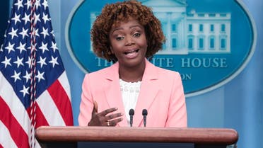 White House Press Secretary Karine Jean-Pierre speaks during the daily briefing in the Brady Briefing Room of the White House in Washington, DC, on September 28, 2022. (AFP)