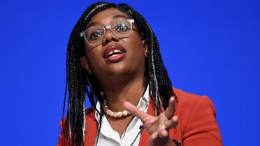British Secretary of State for International Trade Kemi Badenoch speaks during Britain's Conservative Party's annual conference in Birmingham, Britain, on October 3, 2022. (Reuters)