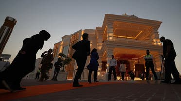 People enter the newly-inaugurated Hindu temple in Dubai’s Jebel Ali neighborhood on October 4, 2022. (AFP)