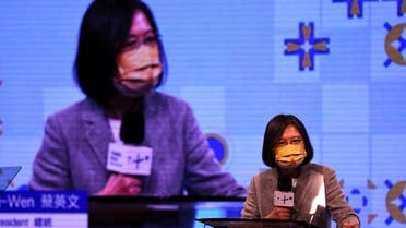 Taiwanese President Tsai Ing-wen speaks at the television operations launch event of TaiwanPlus, a government-backed English language news channel, in Taipei, Taiwan, October 3, 2022. (Reuters)
