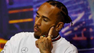 Mercedes' Lewis Hamilton during a press conference ahead of the Singapore Grand Prix Marina Bay Street Circuit, Singapore, on September 29, 2022. (Reuters)  