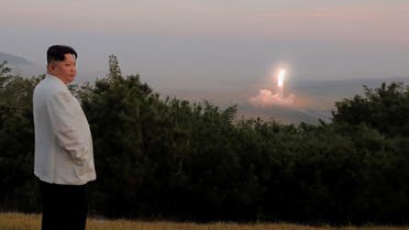 North Korea’s leader Kim Jong Un oversees a missile launch at an undisclosed location in North Korea, in this undated photo released on October 10, 2022, by North Korea’s Korean Central News Agency (KCNA).  (Reuters)