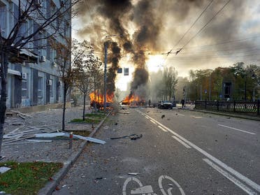 Kyiv was hit by several blasts, October 10, 2022. (Twitter)