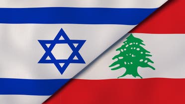 Israel and Lebanon or Lebanese Republic, symbol of national flags from textile. stock illustration