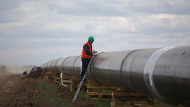 A worker is seen next to a pipe at a construction site on the extension of Russia's TurkStream gas pipeline after a visit of Serbia's President Aleksandar Vucic and Bulgaria's Prime Minister Boyko Borissov, in Letnitsa, Bulgaria, June 1, 2020. (File photo: Reuters)