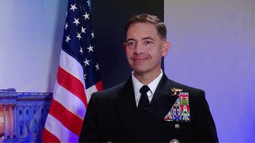 US 5th Fleet Commander Vice Adm. Brad Cooper speaks to Al Arabiya during an interview on Oct. 12, 2022. (Screengrab)