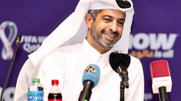 CEO of Qatar 2022, Nasser Al Khater speaks to media during “Road to 2022 Fan Journey Update” news conference in Doha, Qatar, September 8, 2022. (Reuters)