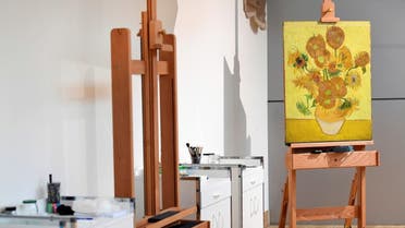 Van Gogh Museum presents the condition of the restoration of Van Gogh's painting Sunflowers in Amsterdam. REUTERS