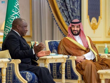 Saudi Arabia’s Crown Prince Mohammed bin Salman received South African President Cyril Ramaphosa in Jeddah, Saudi Arabia. (SPA)