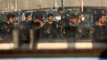 Iran's riot police forces stand in a street in Tehran, Iran October 3, 2022. WANA (West Asia News Agency) via REUTERS ATTENTION EDITORS - THIS PICTURE WAS PROVIDED BY A THIRD PARTY