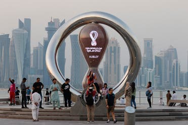 The FIFA World Cup Qatar 2022 countdown clock is seen, October 12, 2022. (Reuters)