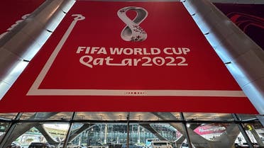FIFA World Cup Qatar 2022 Preview - Doha, Qatar - October 14, 2022 Fifa World Cup 2022 branding is seen at Hamad International Airport REUTERS/Hamad I Mohammed